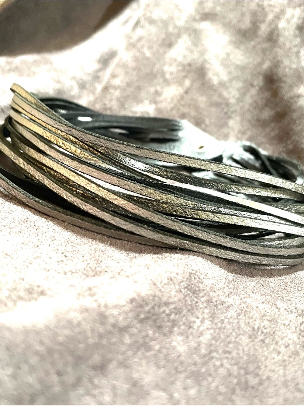 Silver and black leather choker necklace